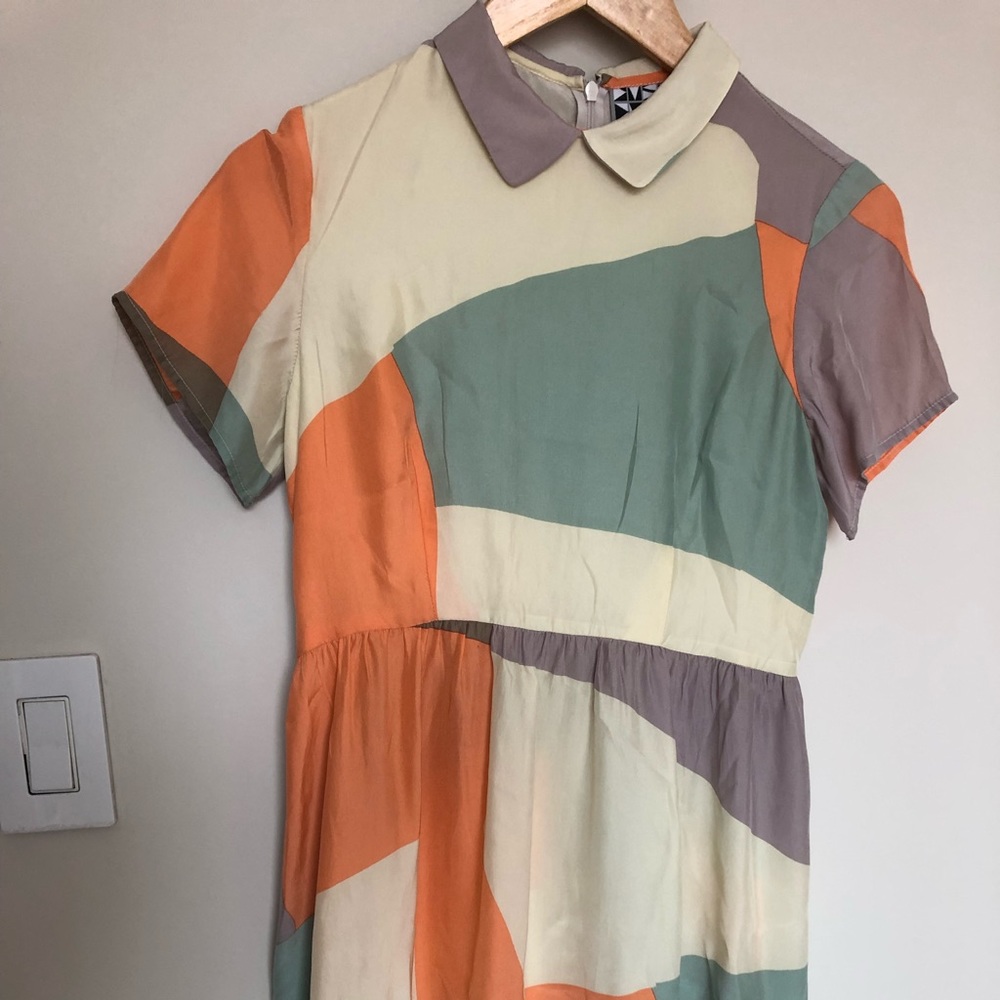 Dusen Dusen Silk Print Peter Pan Collar Dress